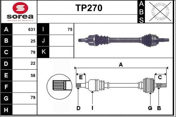 Sera TP270 - Приводной вал autosila-amz.com