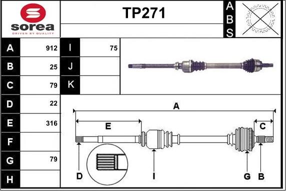 Sera TP271 - Приводной вал autosila-amz.com