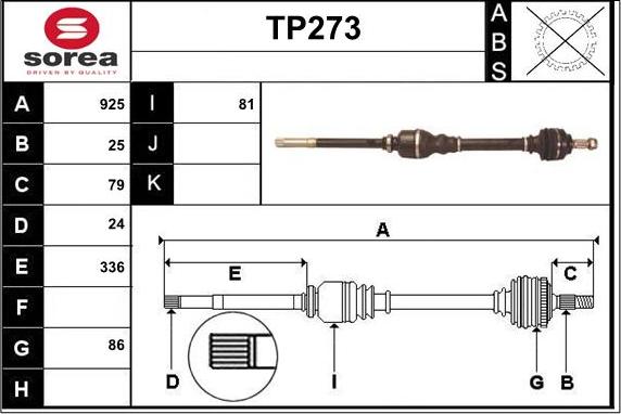 Sera TP273 - Приводной вал autosila-amz.com