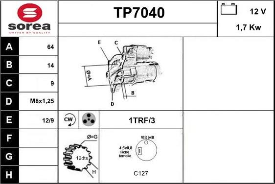 Sera TP7040 - Стартер autosila-amz.com