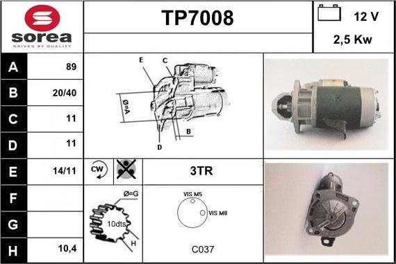 Sera TP7008 - Стартер autosila-amz.com