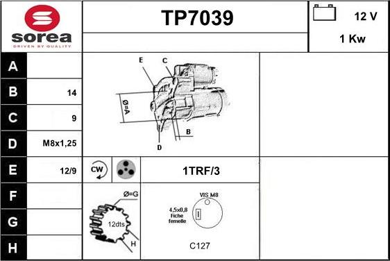 Sera TP7039 - Стартер autosila-amz.com