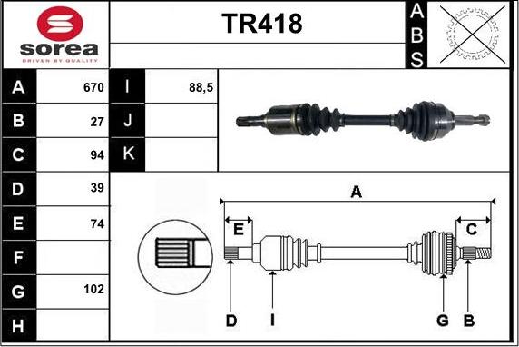 Sera TR418 - Приводной вал autosila-amz.com