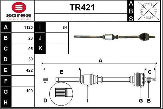 Sera TR421 - Приводной вал autosila-amz.com