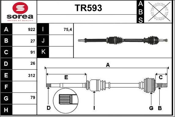 Sera TR593 - Приводной вал autosila-amz.com