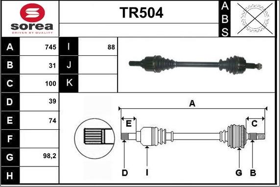 Sera TR504 - Приводной вал autosila-amz.com