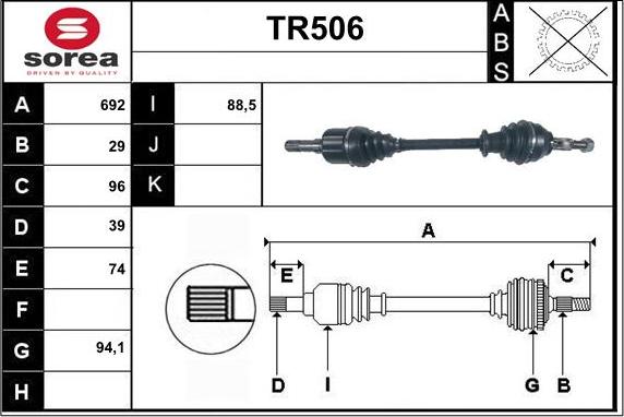 Sera TR506 - Приводной вал autosila-amz.com