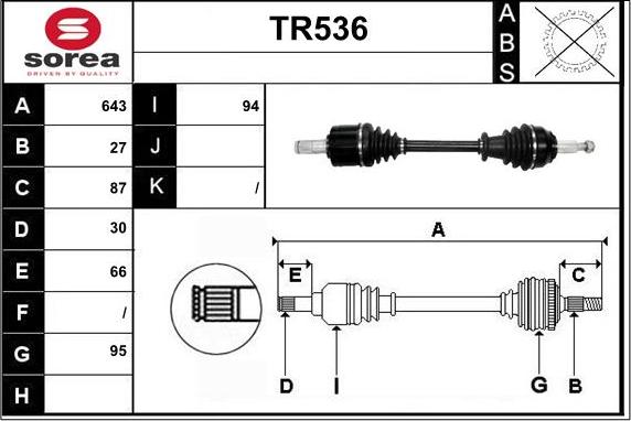 Sera TR536 - Приводной вал autosila-amz.com