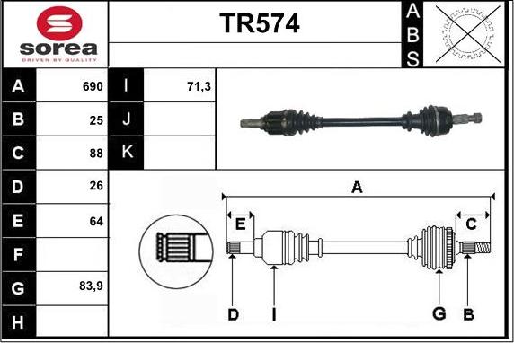 Sera TR574 - Приводной вал autosila-amz.com