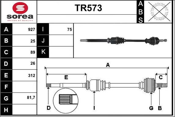 Sera TR573 - Приводной вал autosila-amz.com