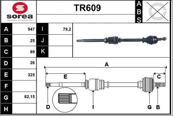 Sera TR609 - Приводной вал autosila-amz.com