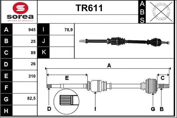 Sera TR611 - Приводной вал autosila-amz.com