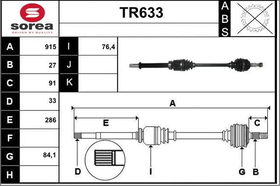 Sera TR633 - Приводной вал autosila-amz.com