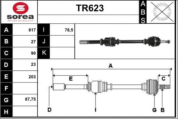 Sera TR623 - Приводной вал autosila-amz.com