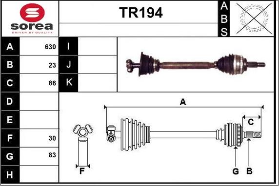 Sera TR194 - Приводной вал autosila-amz.com