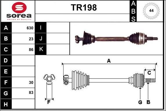 Sera TR198 - Приводной вал autosila-amz.com