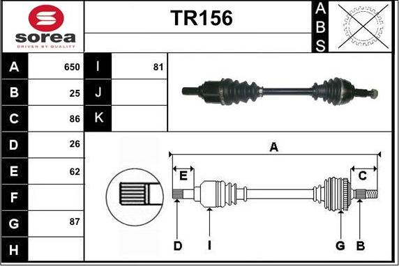 Sera TR156 - Приводной вал autosila-amz.com