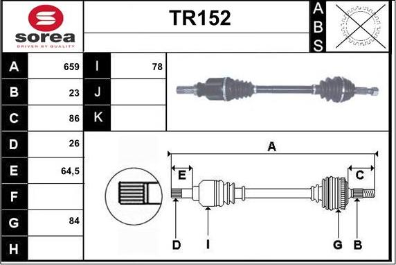 Sera TR152 - Приводной вал autosila-amz.com