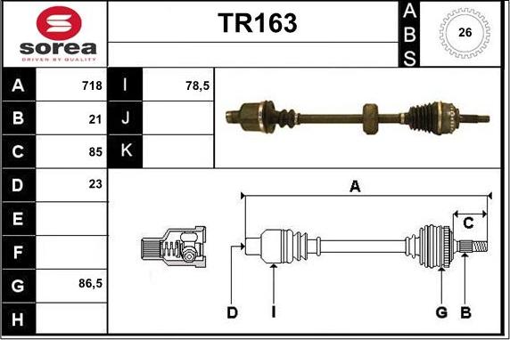 Sera TR163 - Приводной вал autosila-amz.com