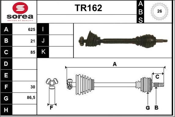 Sera TR162 - Приводной вал autosila-amz.com