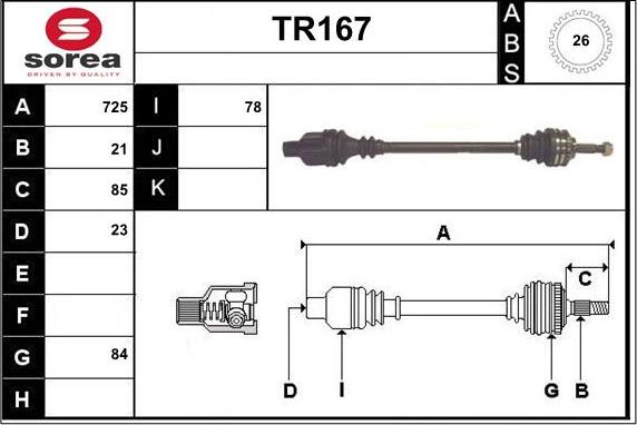 Sera TR167 - Приводной вал autosila-amz.com