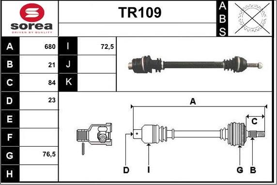 Sera TR109 - Приводной вал autosila-amz.com