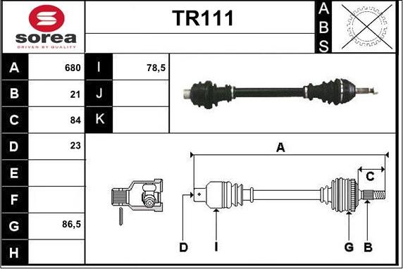 Sera TR111 - Приводной вал autosila-amz.com