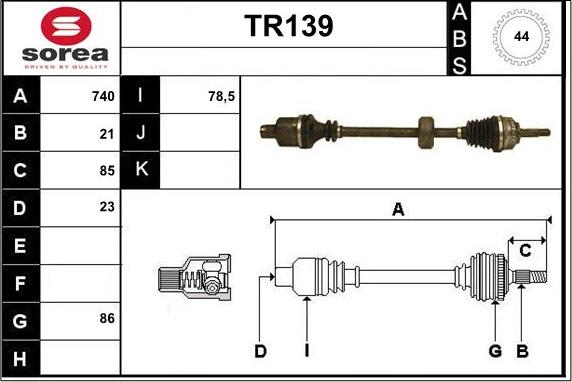 Sera TR139 - Приводной вал autosila-amz.com