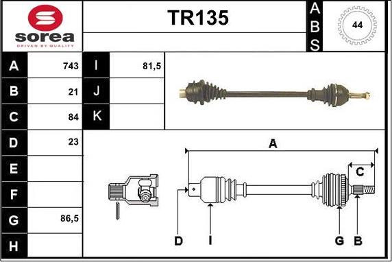 Sera TR135 - Приводной вал autosila-amz.com