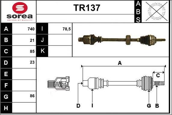 Sera TR137 - Приводной вал autosila-amz.com