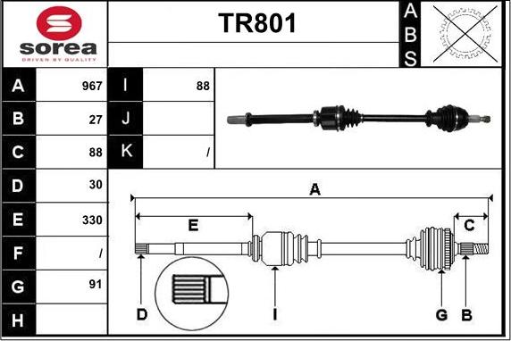 Sera TR801 - Приводной вал autosila-amz.com