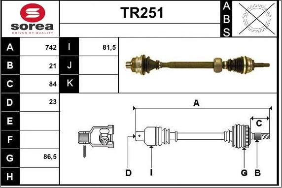 Sera TR251 - Приводной вал autosila-amz.com