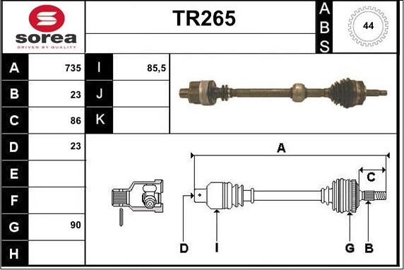 Sera TR265 - Приводной вал autosila-amz.com