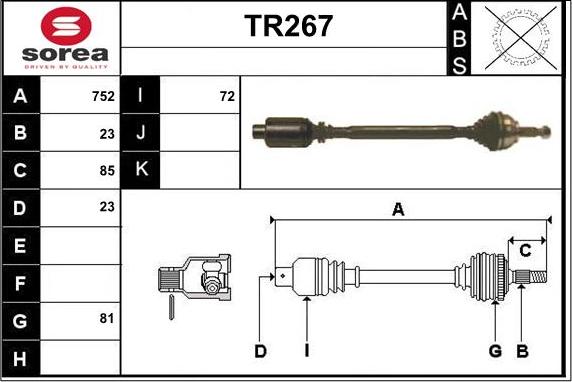 Sera TR267 - Приводной вал autosila-amz.com