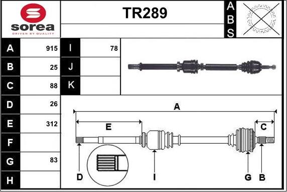 Sera TR289 - Приводной вал autosila-amz.com