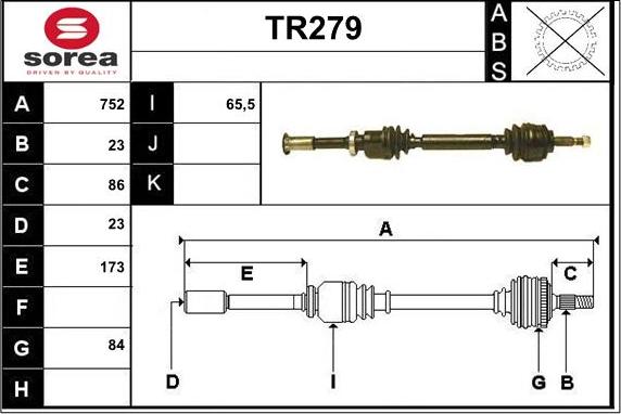 Sera TR279 - Приводной вал autosila-amz.com