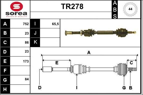 Sera TR278 - Приводной вал autosila-amz.com