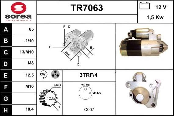 Sera TR7063 - Стартер autosila-amz.com