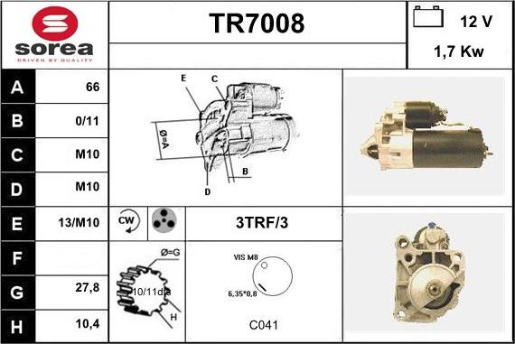 Sera TR7008 - Стартер autosila-amz.com