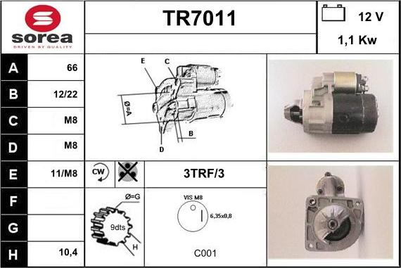 Sera TR7011 - Стартер autosila-amz.com