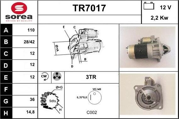 Sera TR7017 - Стартер autosila-amz.com