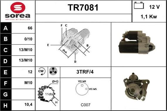 Sera TR7081 - Стартер autosila-amz.com