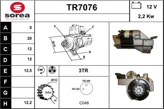 Sera TR7076 - Стартер autosila-amz.com