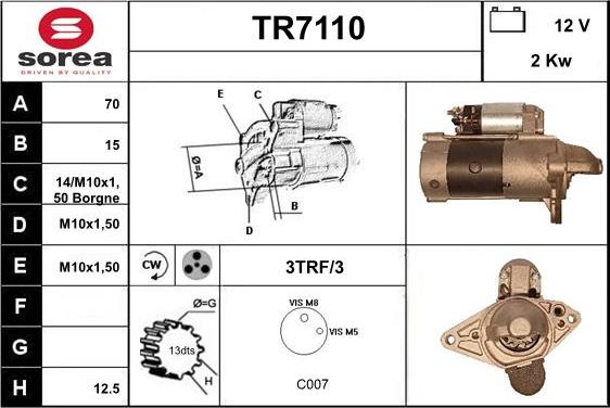 Sera TR7110 - Стартер autosila-amz.com