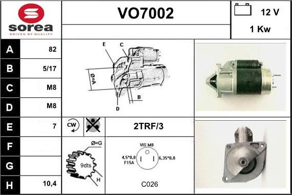 Sera VO7002 - Стартер autosila-amz.com