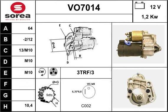 Sera VO7014 - Стартер autosila-amz.com