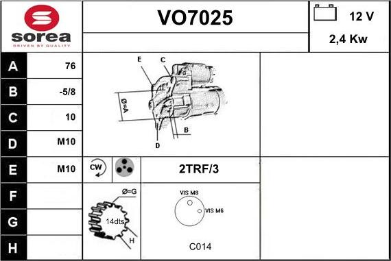 Sera VO7025 - Стартер autosila-amz.com