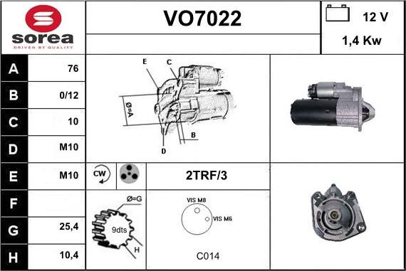 Sera VO7022 - Стартер autosila-amz.com