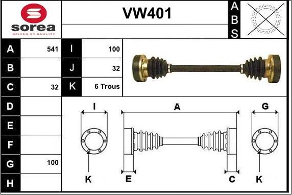 Sera VW401 - Приводной вал autosila-amz.com