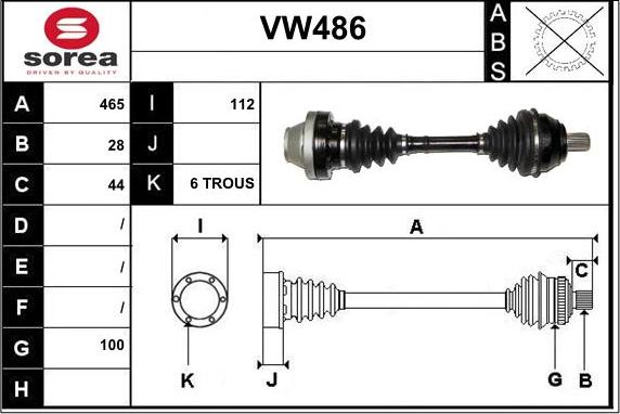 Sera VW486 - Приводной вал autosila-amz.com